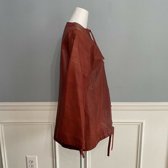 FENDI 100% Genuine Leather Jacket Coat Red Full Zipper Size 4 Vintage - Picture 3 of 11